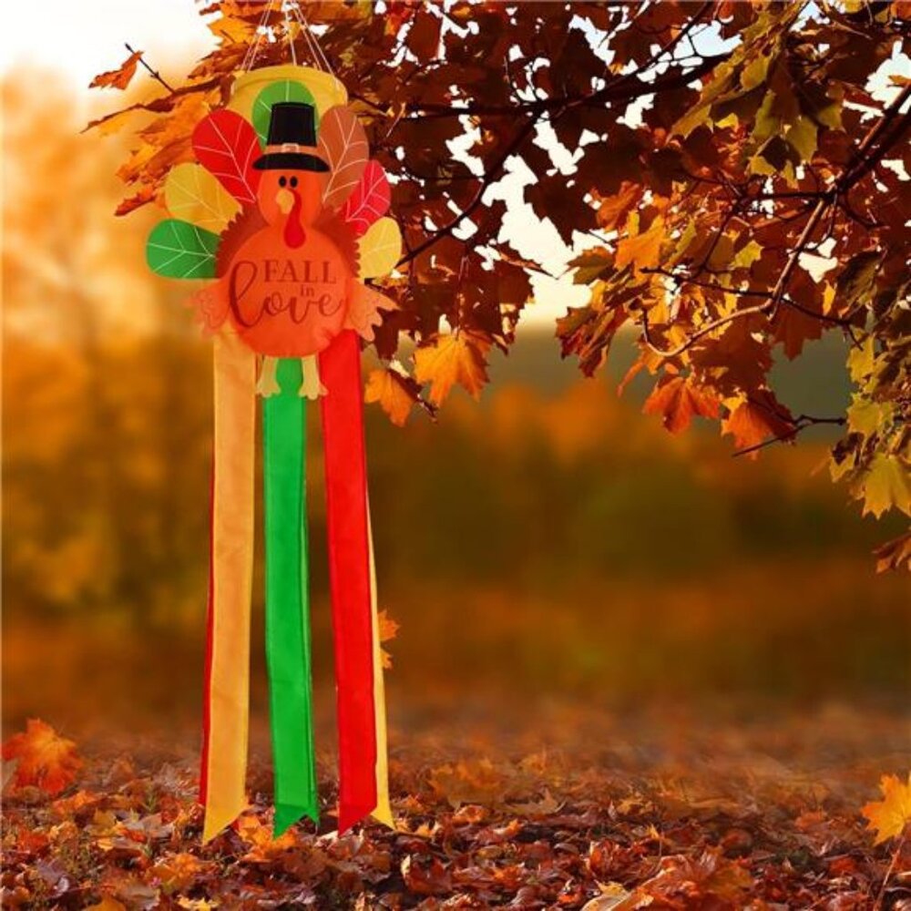 Thanksgiving Windsock Outdoor Durable‎ 40 Inch Turkey Windsock Fall Wind Socks